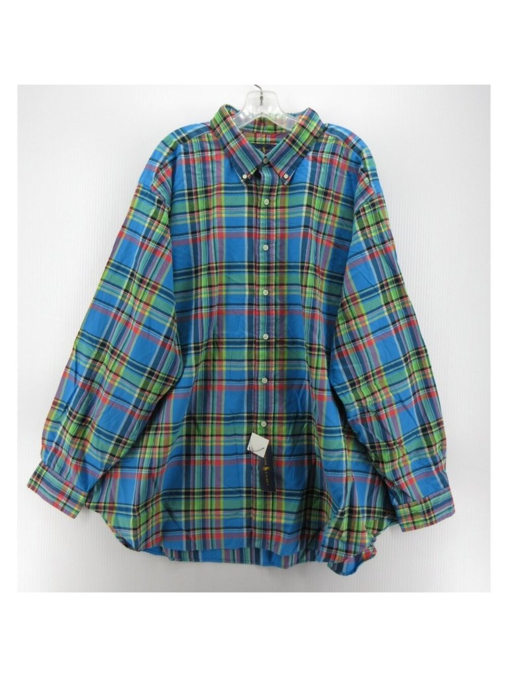 Ralph Lauren Shirt 3XB Big Button Down Plaid Colorful Heritage Red Pony